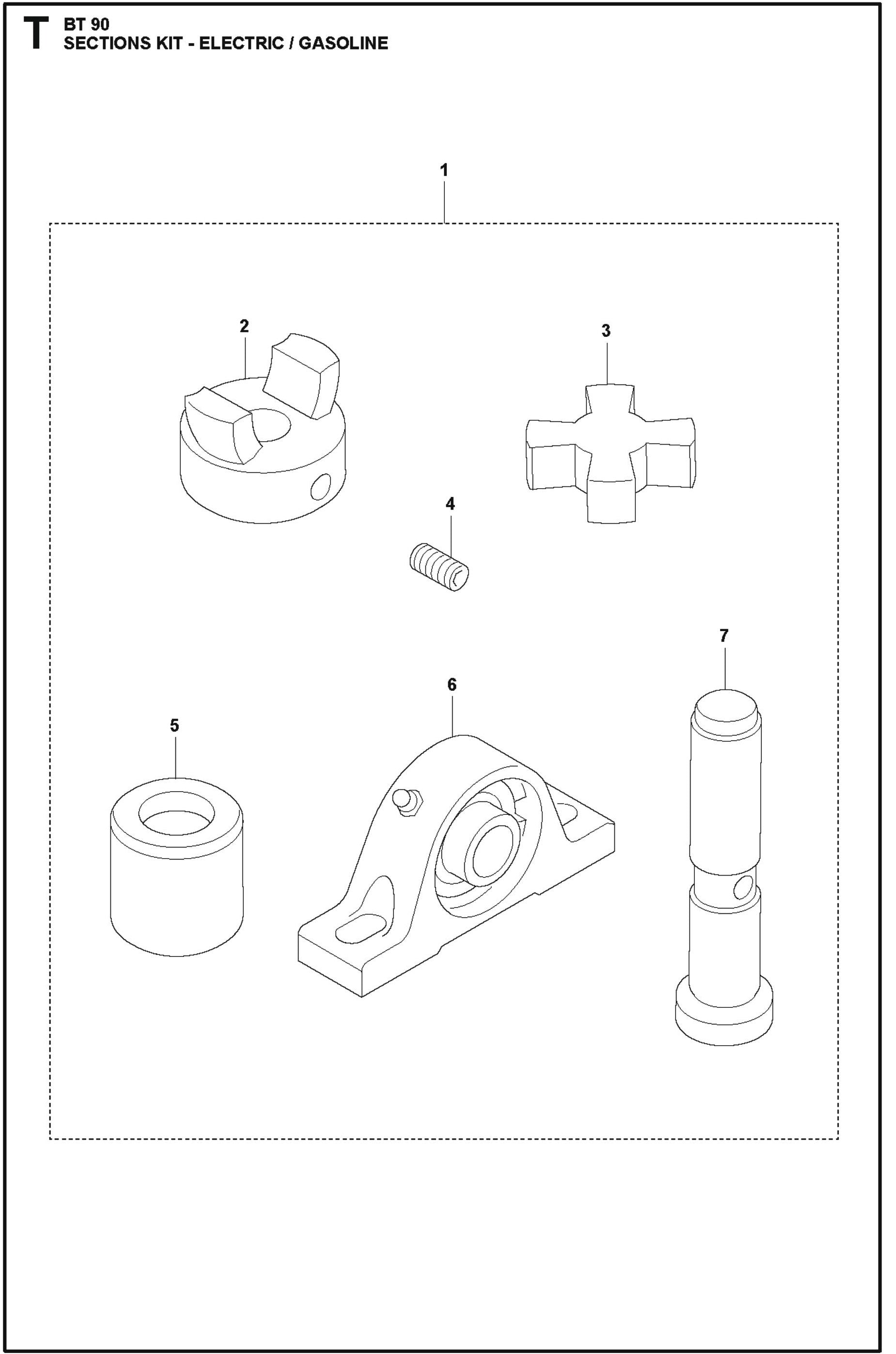 Sections Kit Electric/Gasoline For BT 90 Pneumatic Truss Screed By Husqvarna