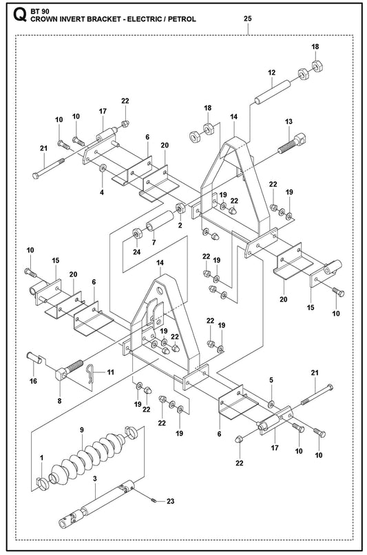 Crown Invert Bracket Electric/Petrol For BT 90 Pneumatic Truss Screed By Husqvarna