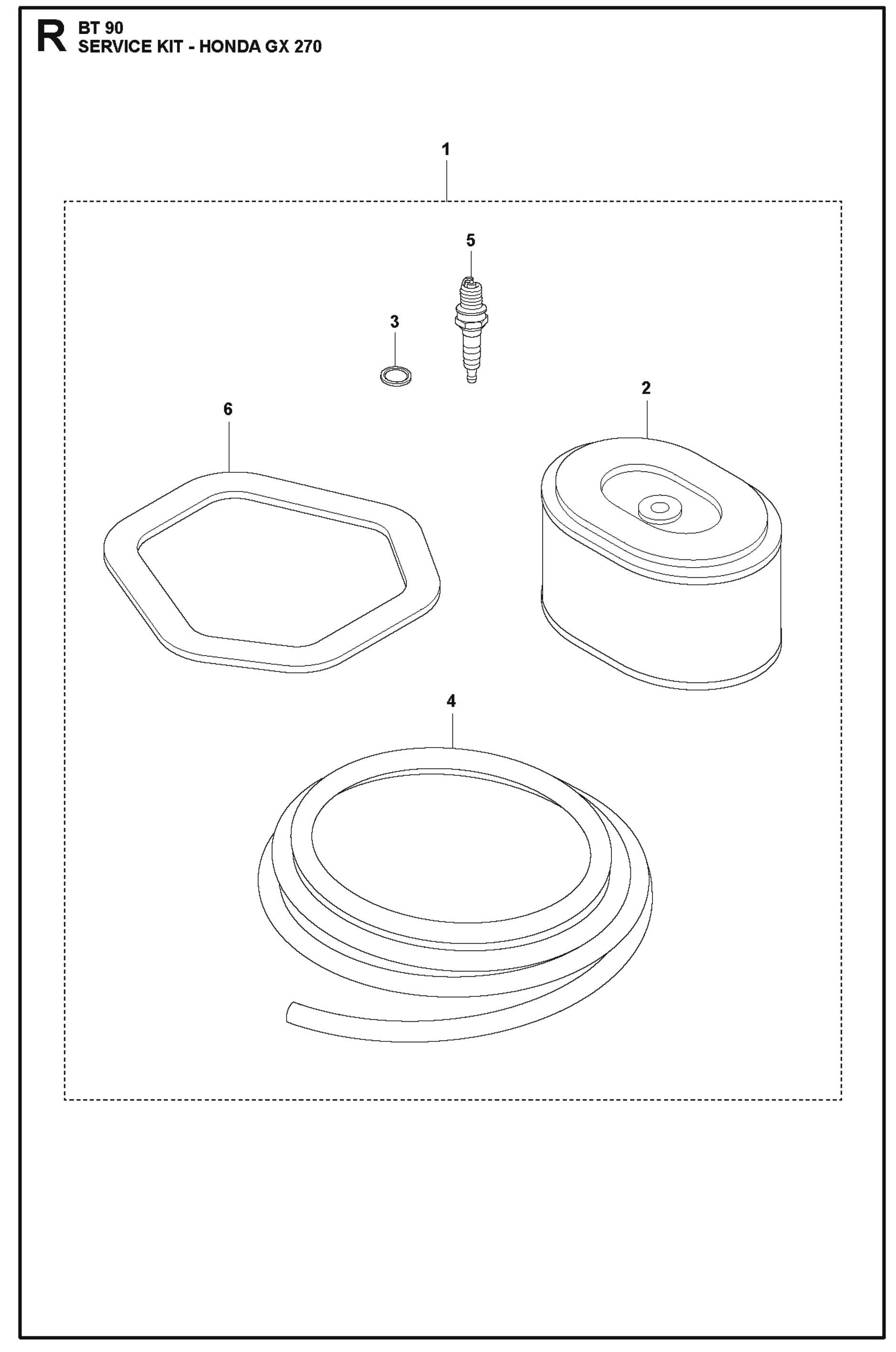 Service Kit Honda GX 270 For BT 90 Pneumatic Truss Screed By Husqvarna