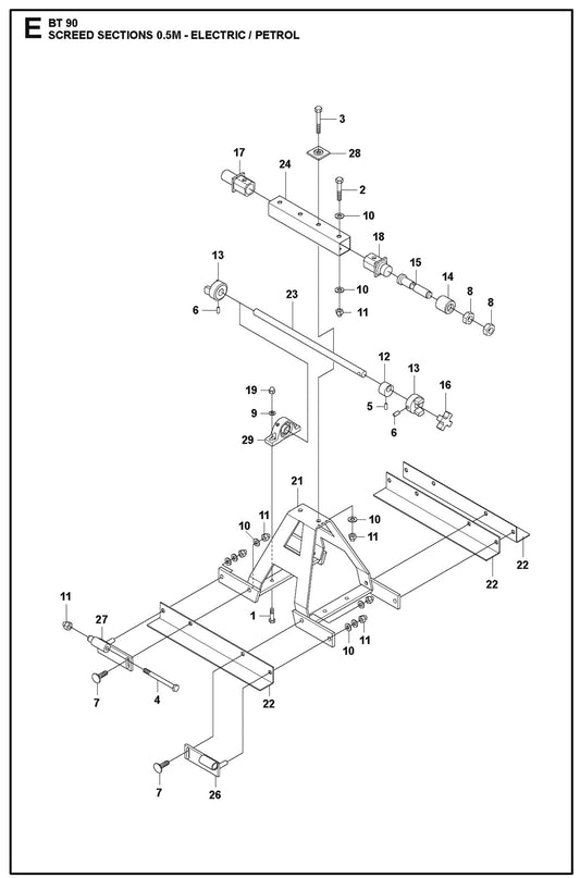 Screed Sections 0.5M Electric/Petrol For BT 90 Pneumatic Truss Screed By Husqvarna