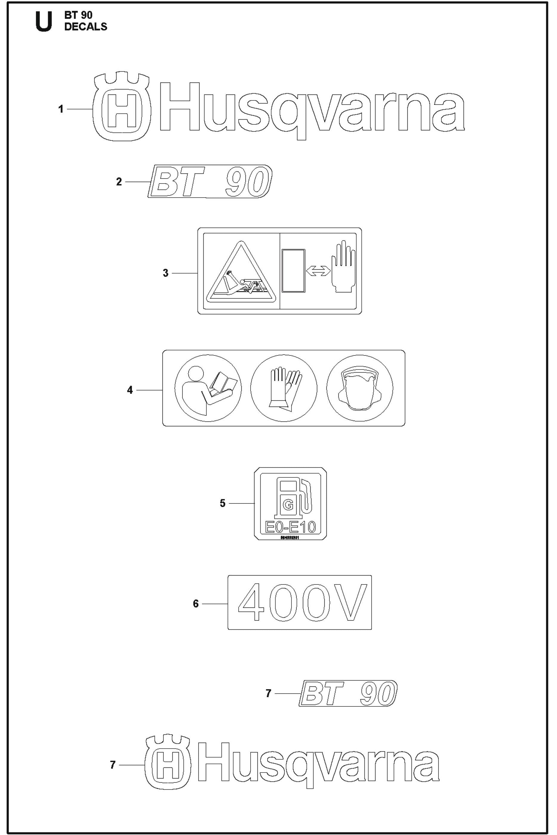 Decals For BT 90 Pneumatic Truss Screed By Husqvarna