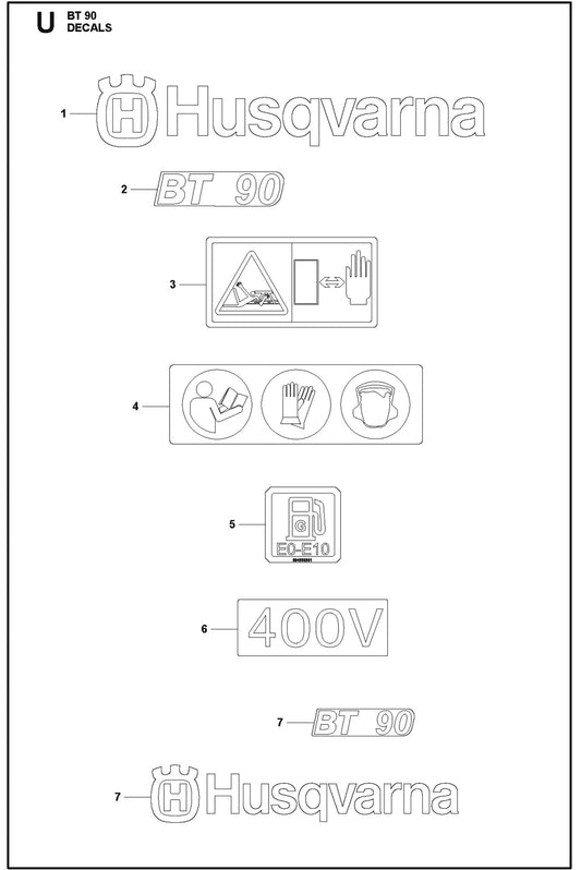 Decals For BT 90 Pneumatic Truss Screed By Husqvarna