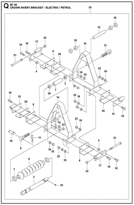 Crown Invert Bracket Electric/Petrol For BT 90 Screed Section By Husqvarna