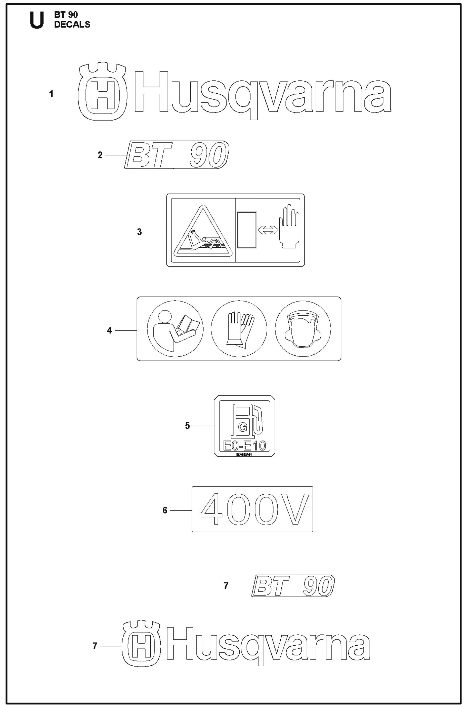 BT 90 Decals For BT 90 Screed Section By Husqvarna