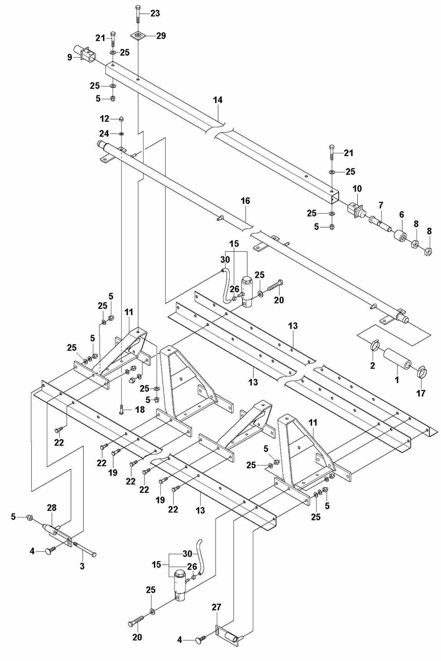 BT 90P Screed Sections 3M-Pneumatic Assembly Parts