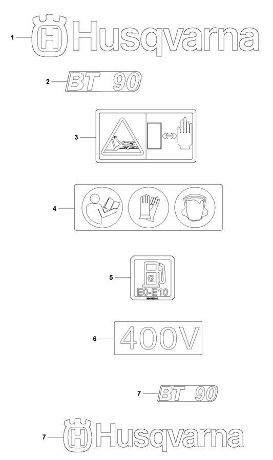 BT 90P Decals Assembly Parts