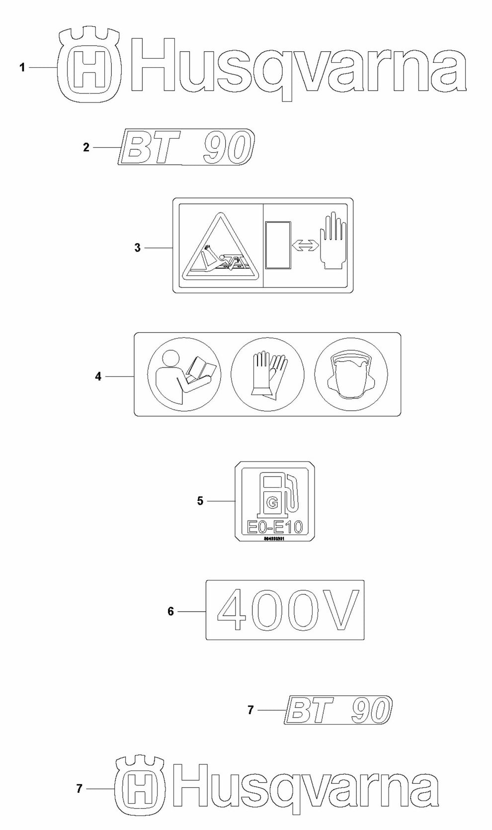 BT 90P Decals Assembly Parts