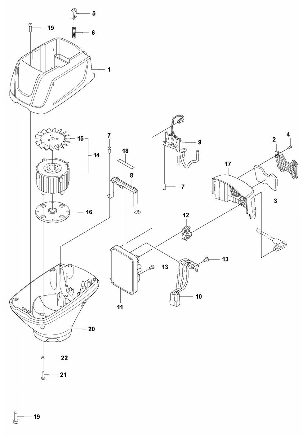BV 30i Motor Assembly Parts by Husqvarna