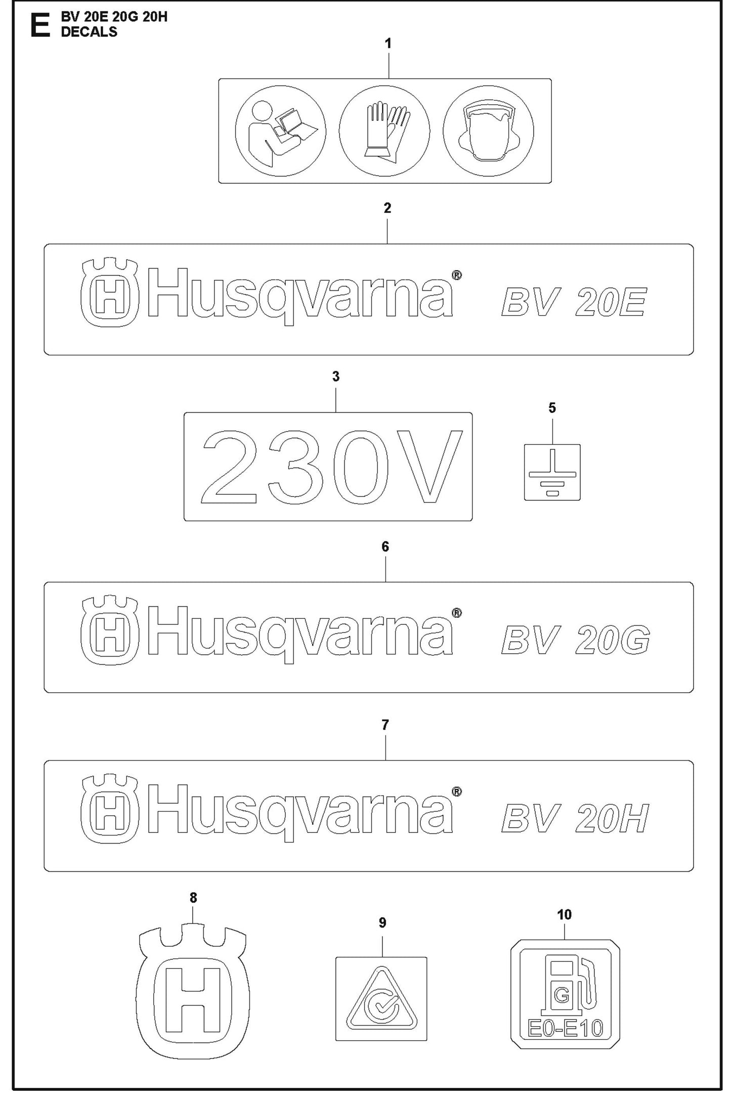 Decals Parts For BV 20 G Concrete Power Screed By Husqvarna