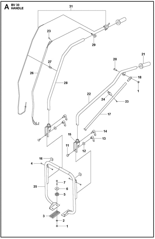 Handle For BV 30 Concrete Power Screed By Husqvarna