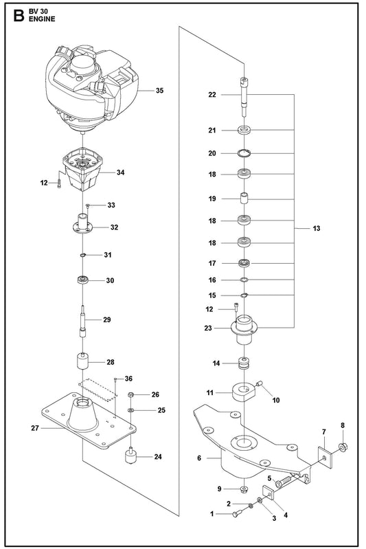 Engine For BV 30 Concrete Power Screed By Husqvarna