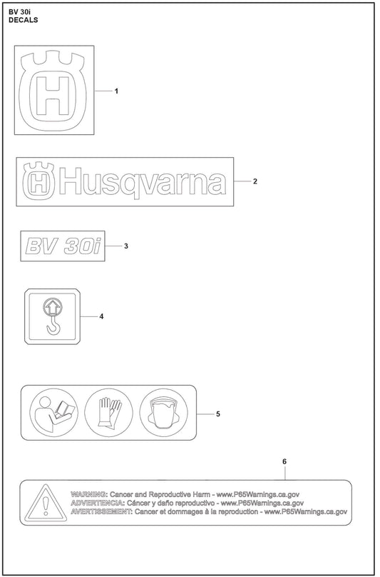 Decals For BV 30i Electrical Power Concrete Screed By Husqvarna