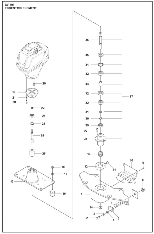 Eccentric Element For BV 30i Electrical Power Concrete Screed By Husqvarna