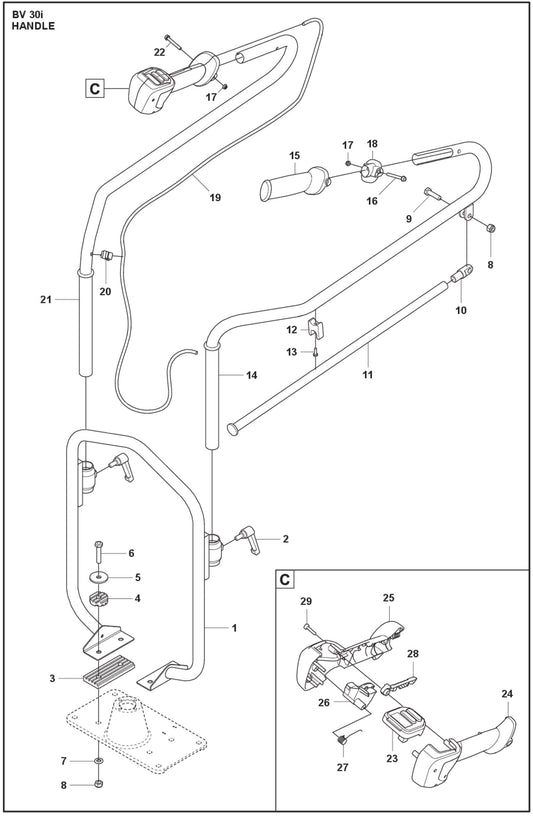 Handle Parts For BV 30i Electrical Power Concrete Screed By Husqvarna