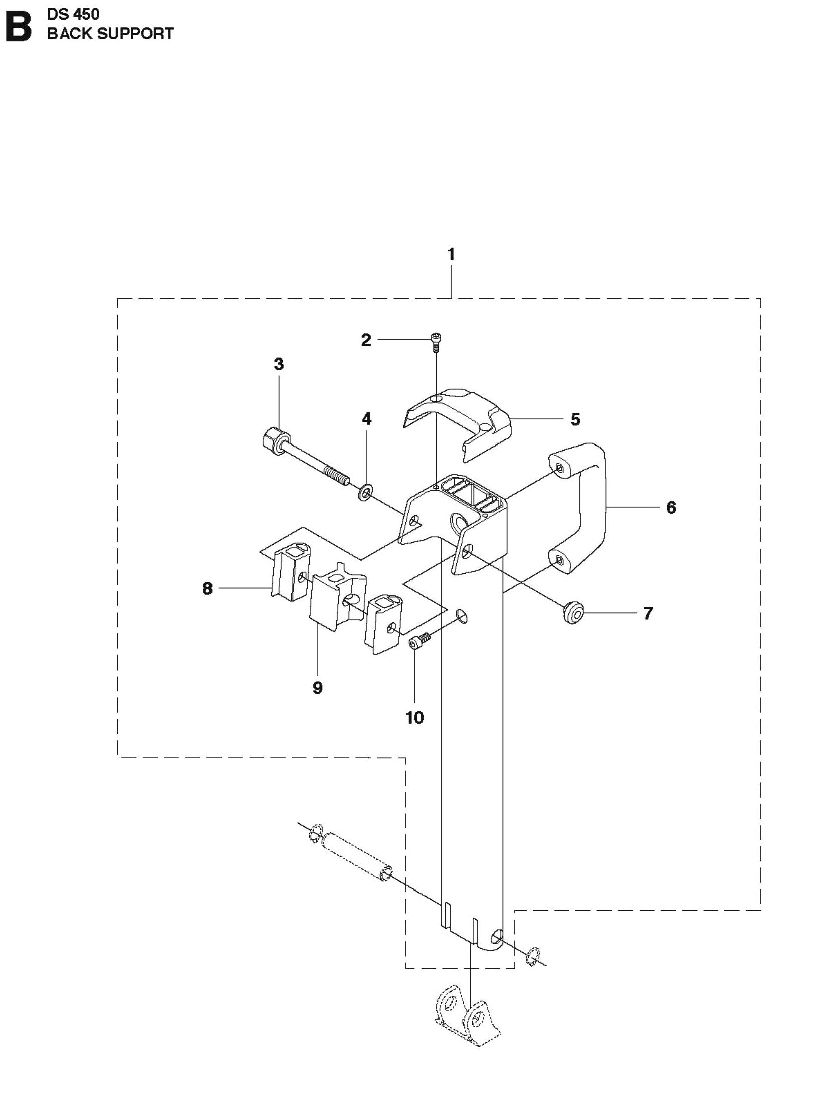 Back Support Parts For DS 450 By Husqvarna