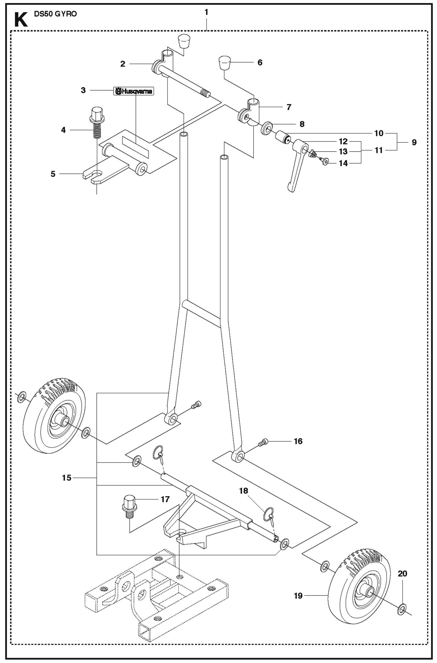 Back Support Parts for DS 50 Gyro By Husqvarna