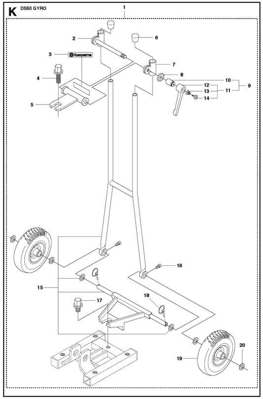 Back Support Parts for DS 50 Gyro By Husqvarna