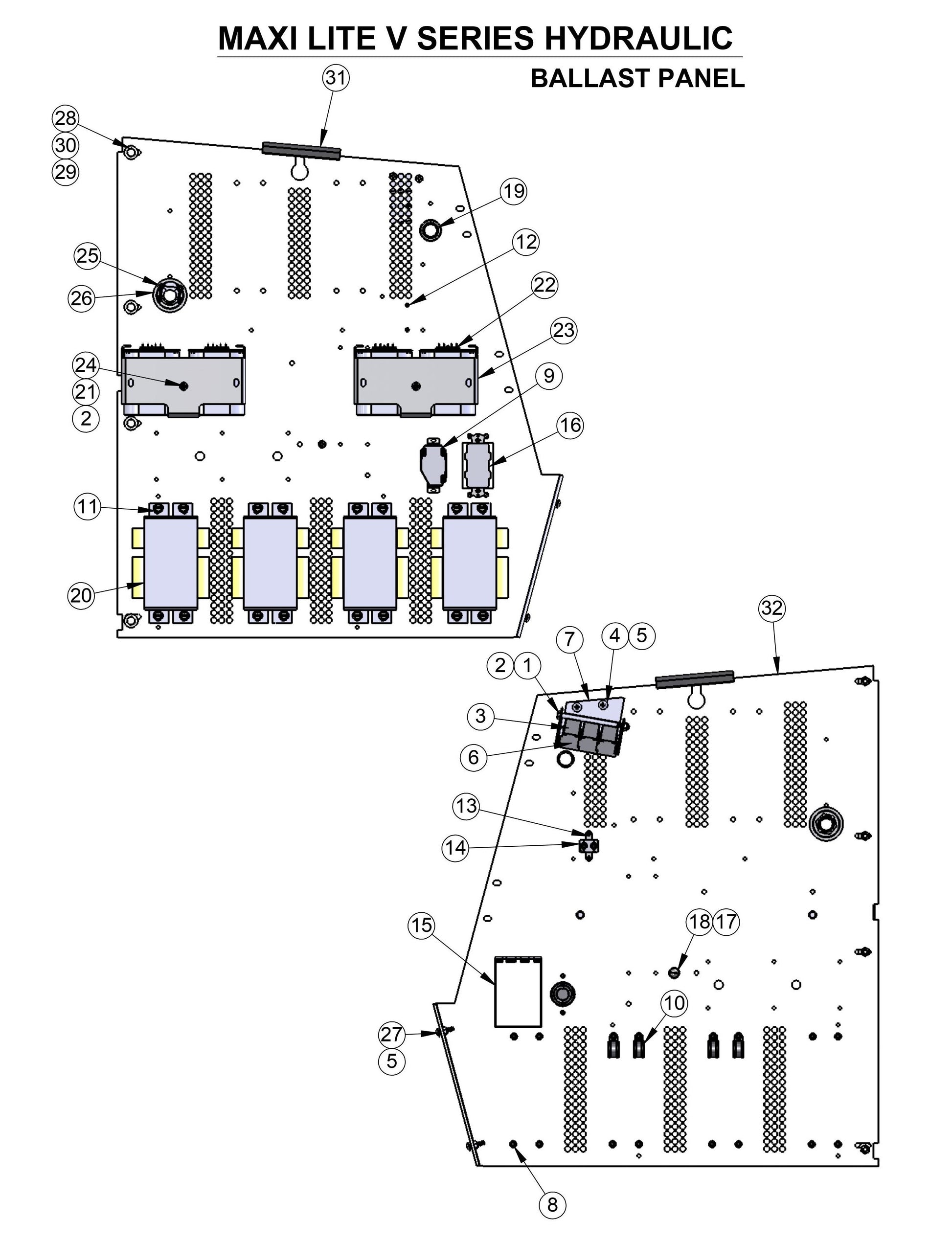 V-Series Maxi-Lite 7.5-8KW-Ballast Panel Parts By Allmand