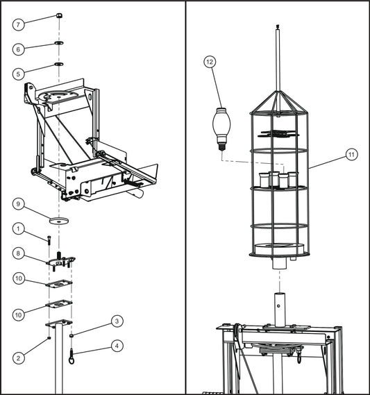 Vertical Balloon Light Install Group (2 of 2) Assembly Parts For Maxi-Lite II and Night-Lite Pro II Units (SN 07-002729 and UP) by Allmand