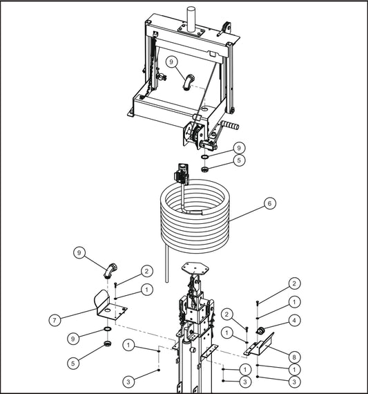 Vertical Balloon Light Tower Cord Install Group Assembly Parts For Maxi-Lite II and Night-Lite Pro II Units (SN 07-002729 and UP) by Allmand