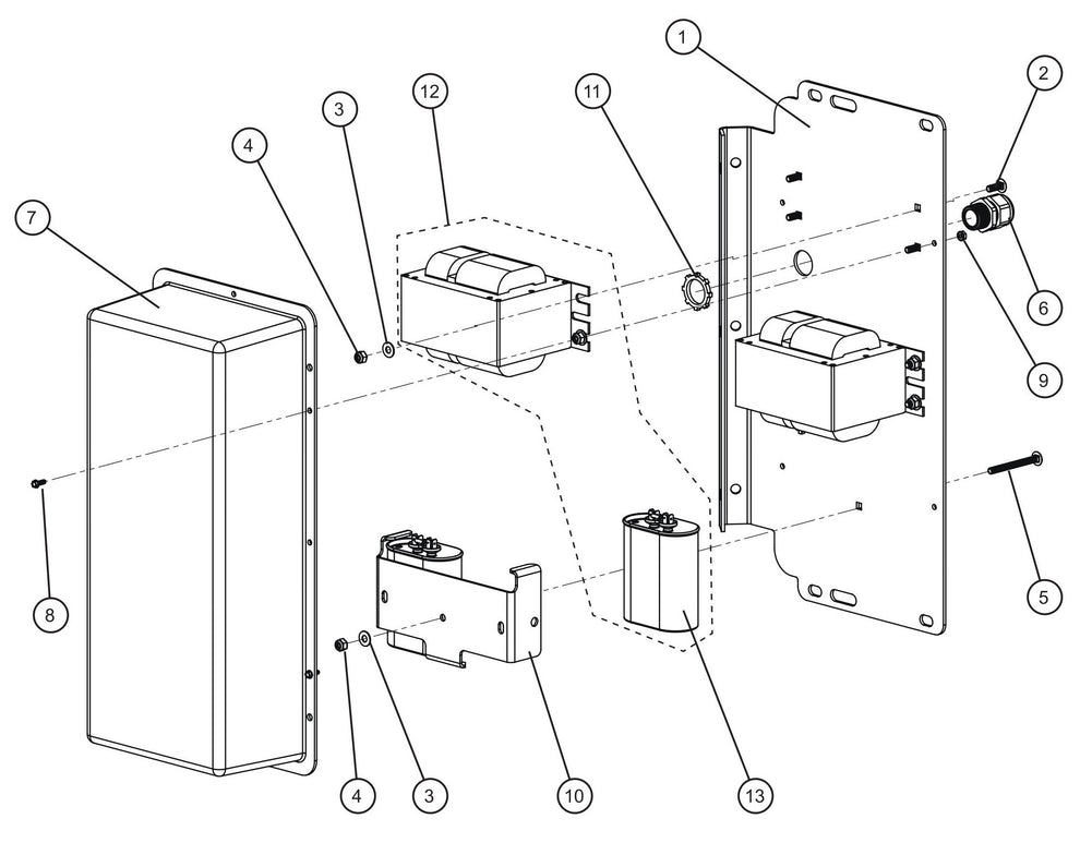 1250W 60Hz 120V Ballast Box Assembly Parts For Maxi-Lite II and Night-Lite Pro II Units (SN 07-002729 and UP) by Allmand