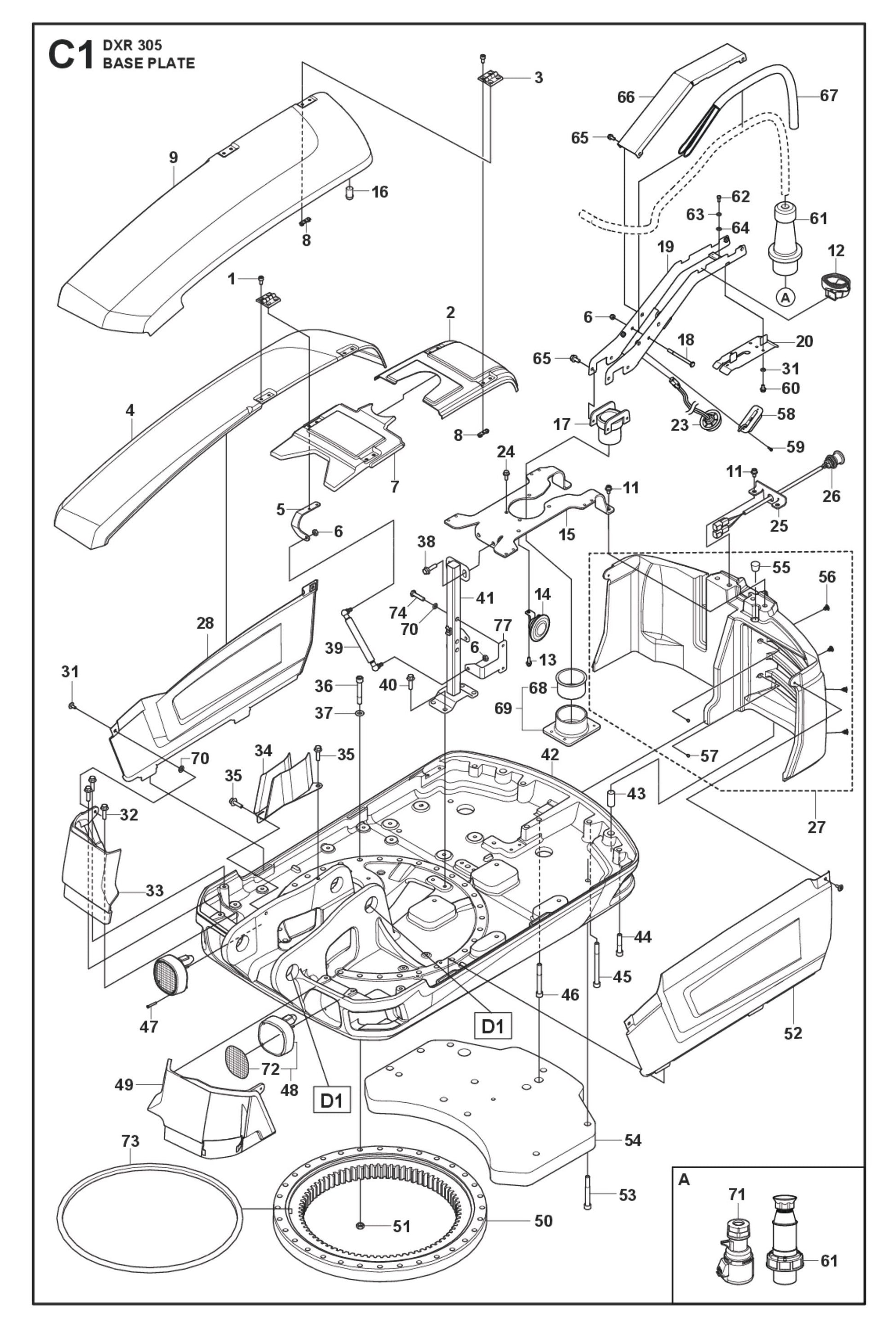 Base Plate Parts for DXR 305 By Husqvarna