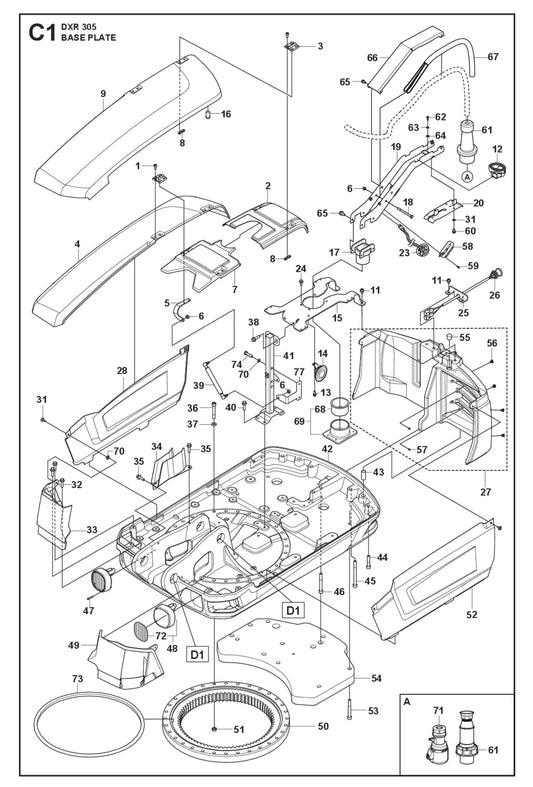 Base Plate Parts for DXR 305 By Husqvarna