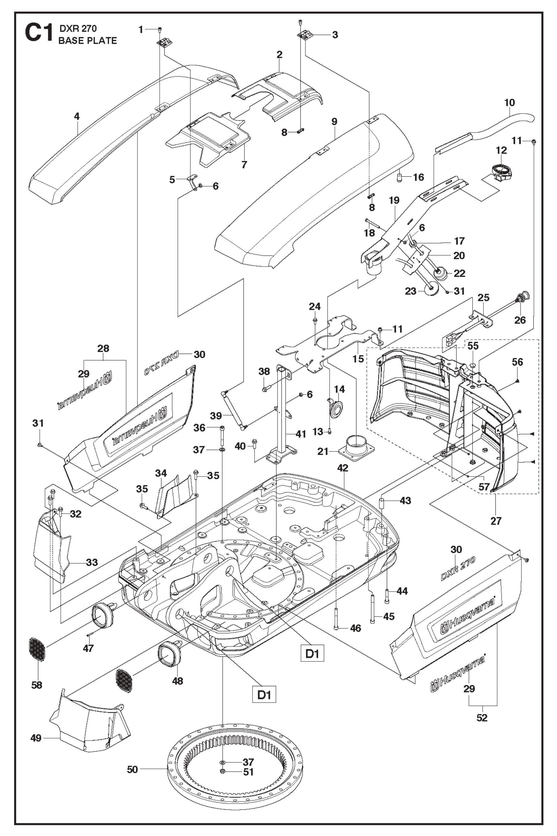 Base Plate Parts for DXR 270 By Husqvarna
