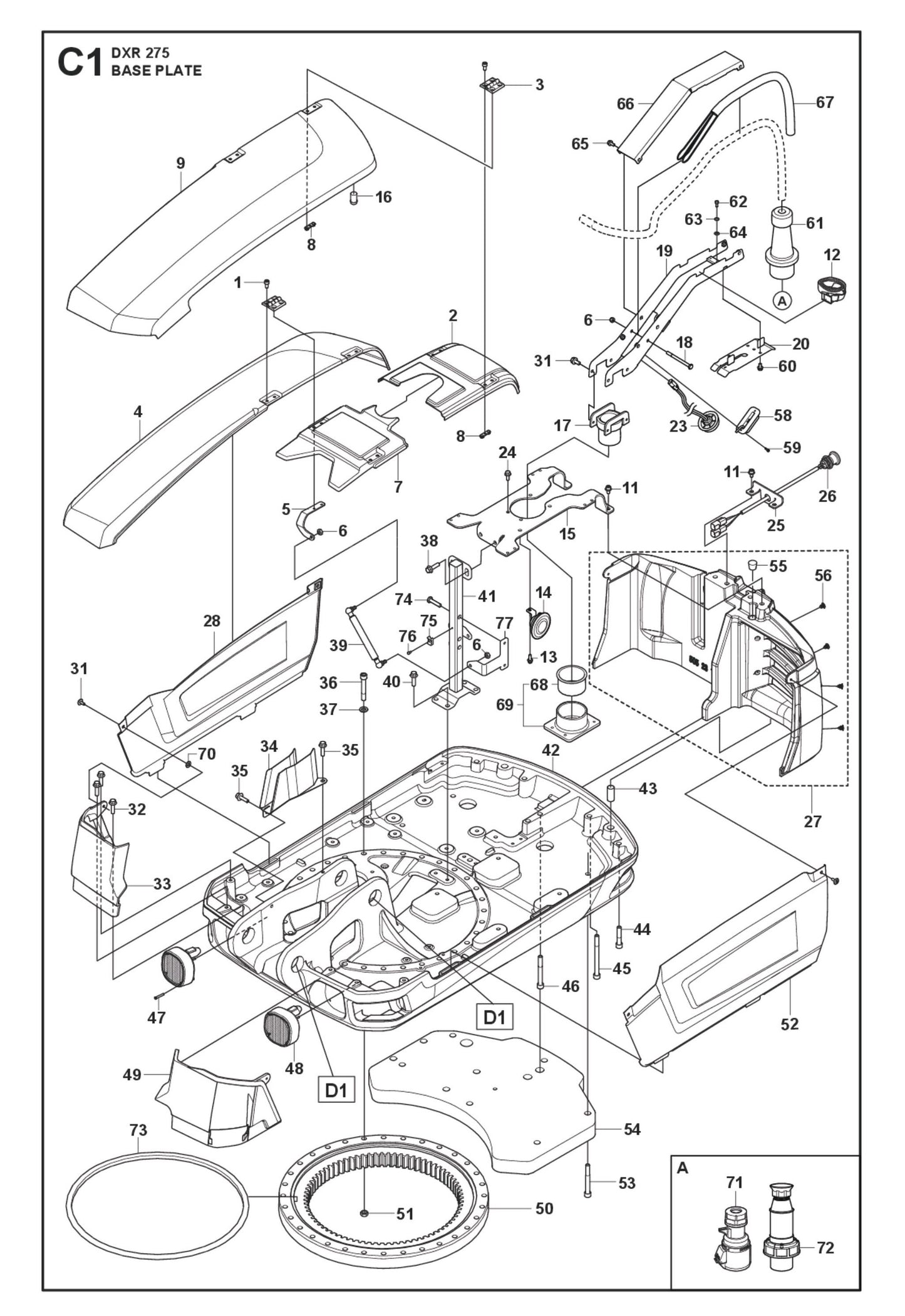 Base Plate Parts for DXR 275 By Husqvarna