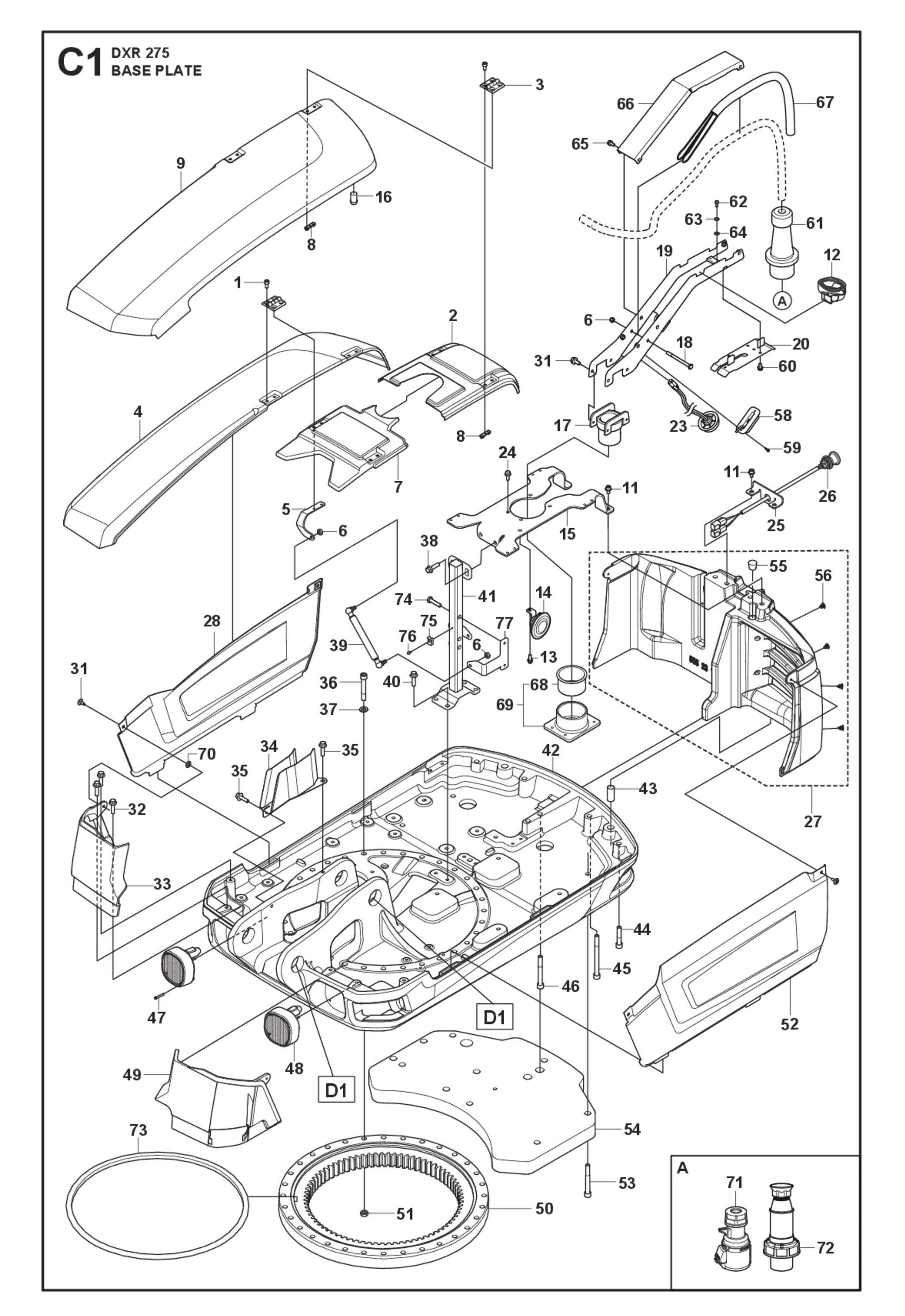 Base Plate Parts for DXR 275 By Husqvarna