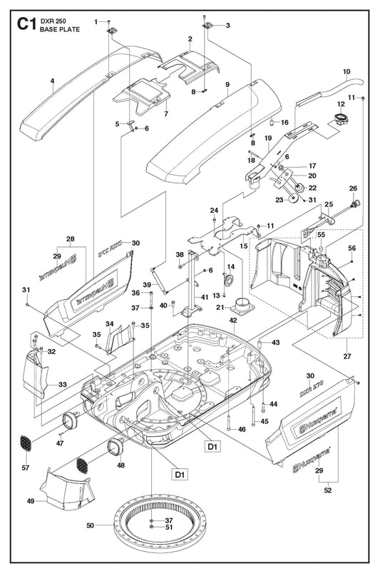 Base Plate Parts for DXR 250 By Husqvarna