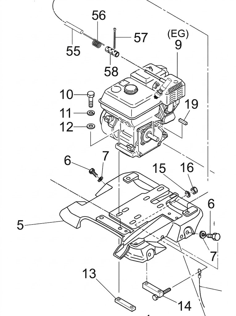 Base and Engine Assembly Parts for MVC88 Plate Tampers