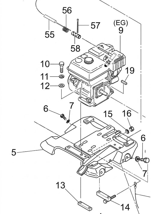 Base and Engine Assembly Parts for MVC88 Plate Tampers