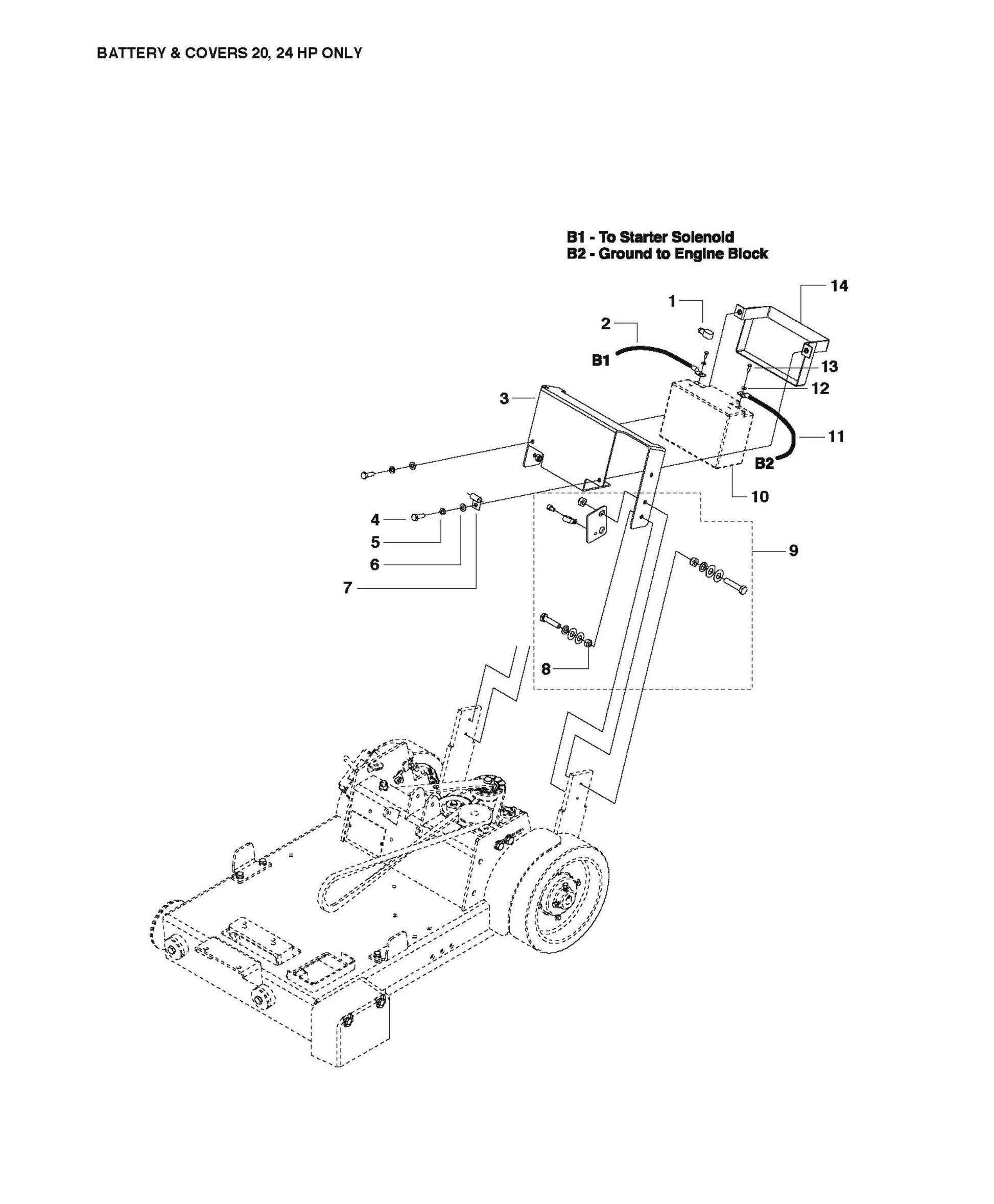 Battery and Covers 20,24 HP Only Parts For FS524 By Husqvarna