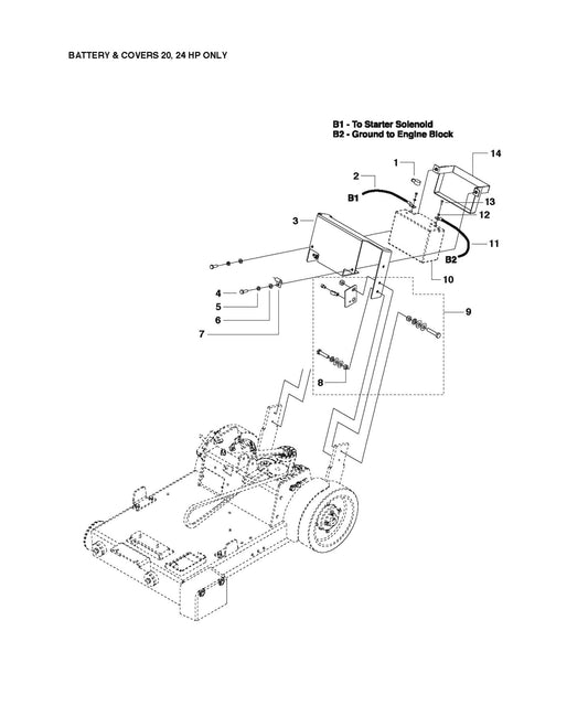 Battery and Covers 20,24 HP Only For FS520 By Husqvarna