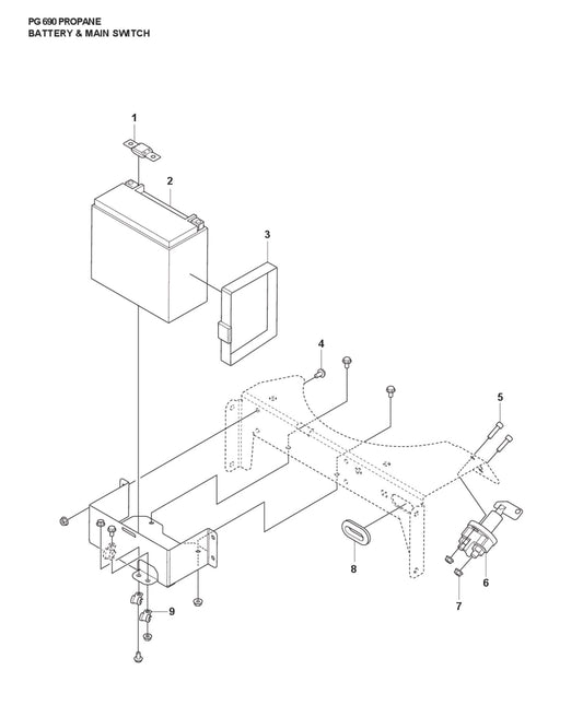 Battery and Main Switch Parts For PG 830 P By Husqvarna