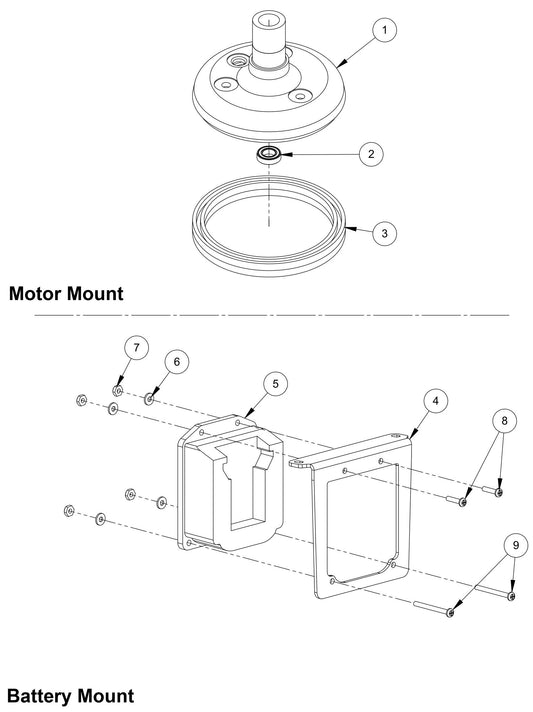 MBW-EWS500 Motor Mount And Battery Mount  Parts By MBW