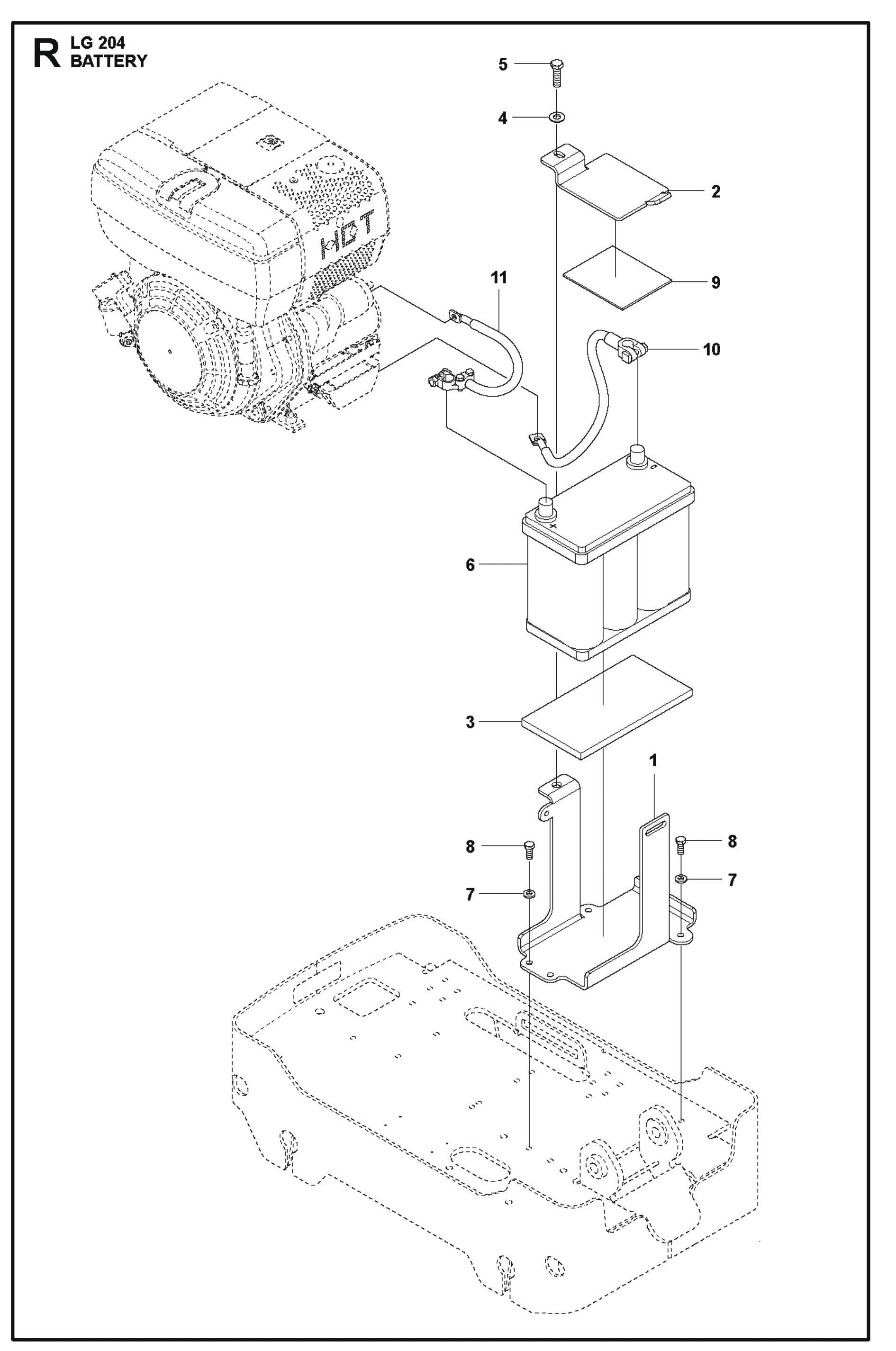 Battery Parts For LG 204 Petrol By Husqvarna