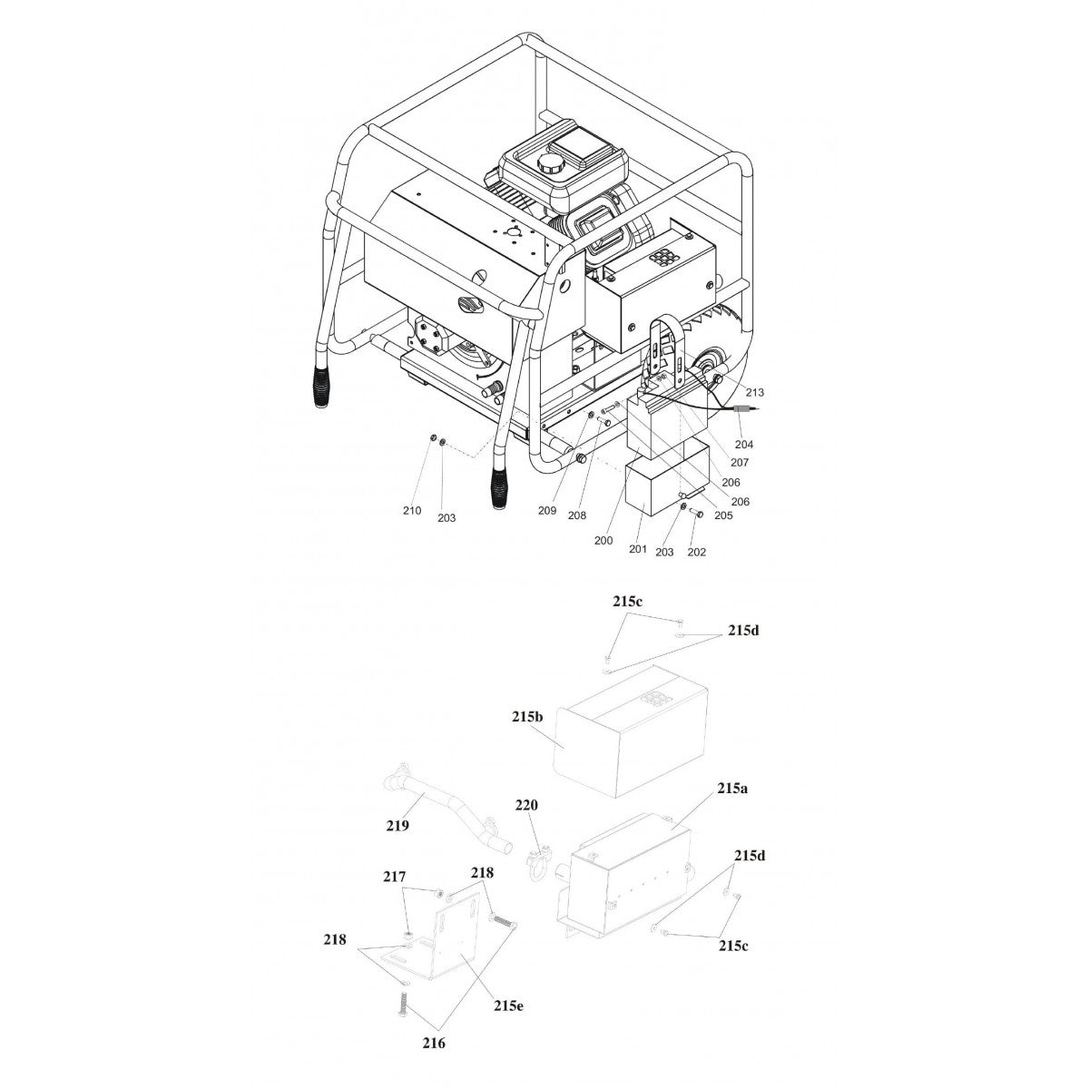 LP 18 TWIN PE PAC Battery and Exhaust Muffler