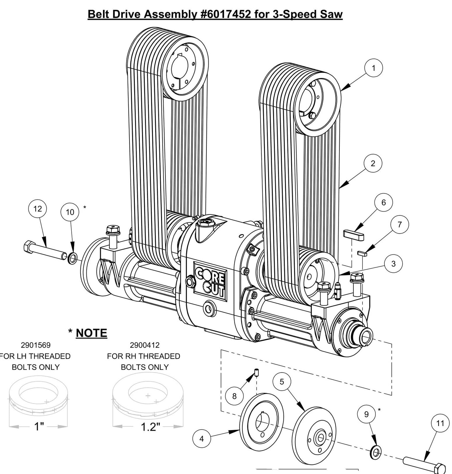 CC7574DK Belt Drive Assembly (30/26/20 BLADE DRIVE ) 