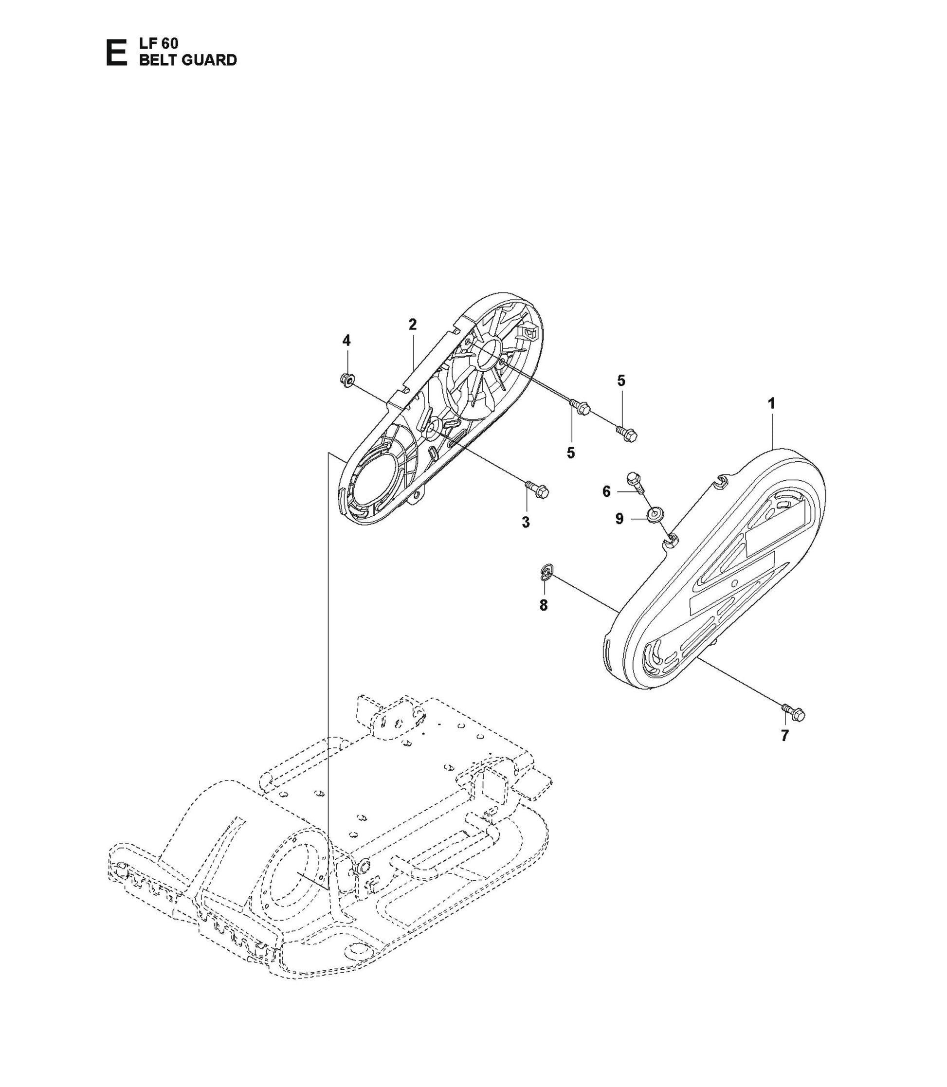 Belt Guard Parts For LF 60 LA By Husqvarna