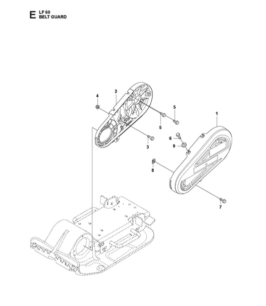 Belt Guard Parts For LF 60 LA By Husqvarna