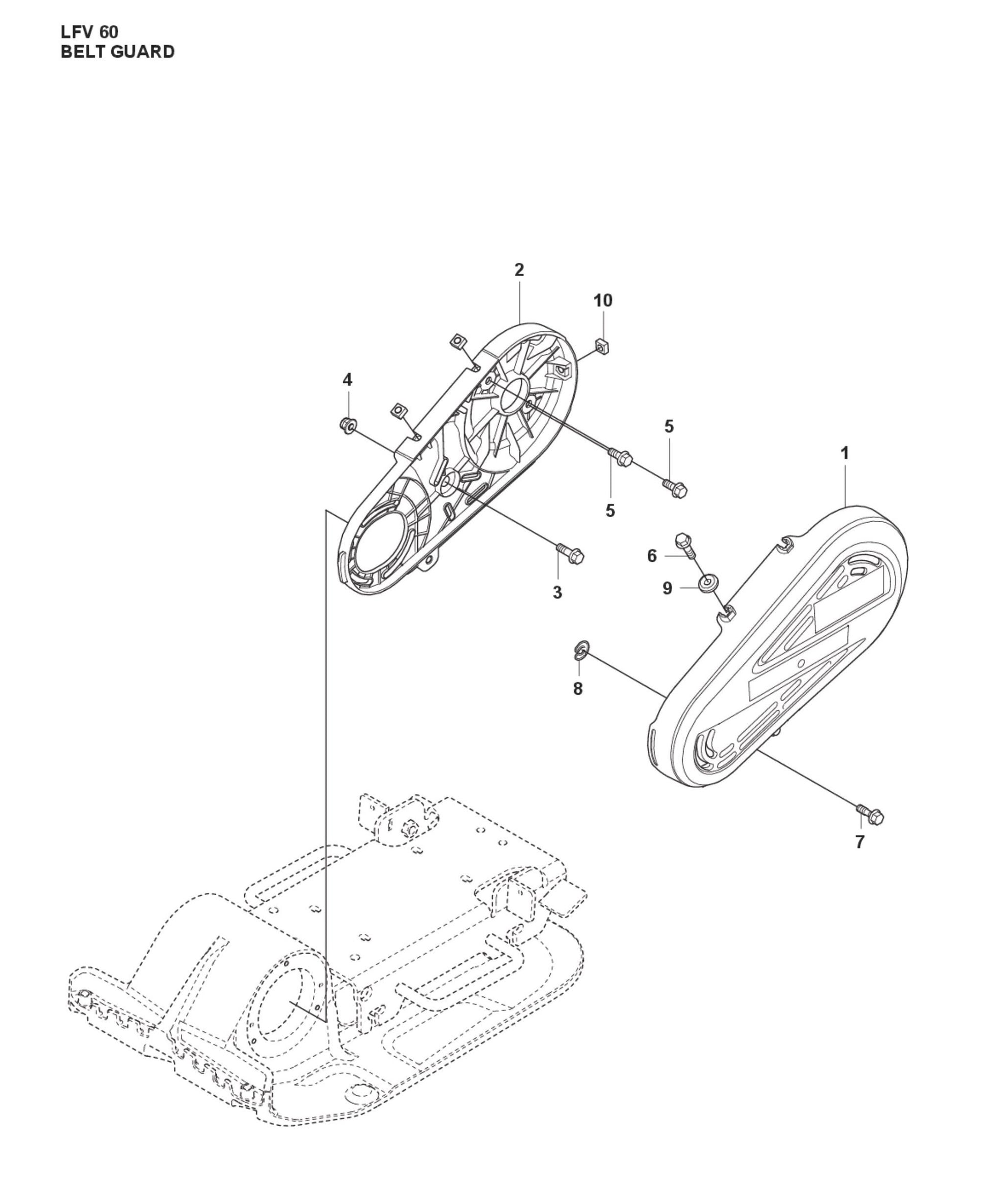 Belt Guard Parts For LFV 60 By Husqvarna