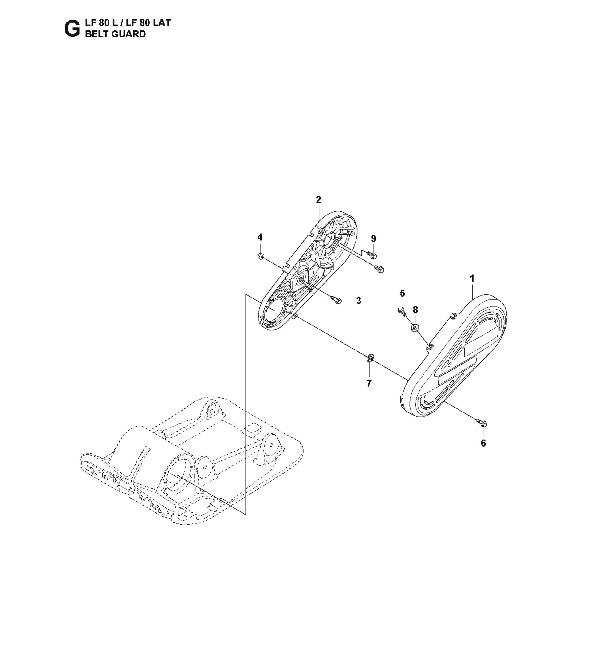 Belt Guard Parts For LF 80 LAT By Husqvarna