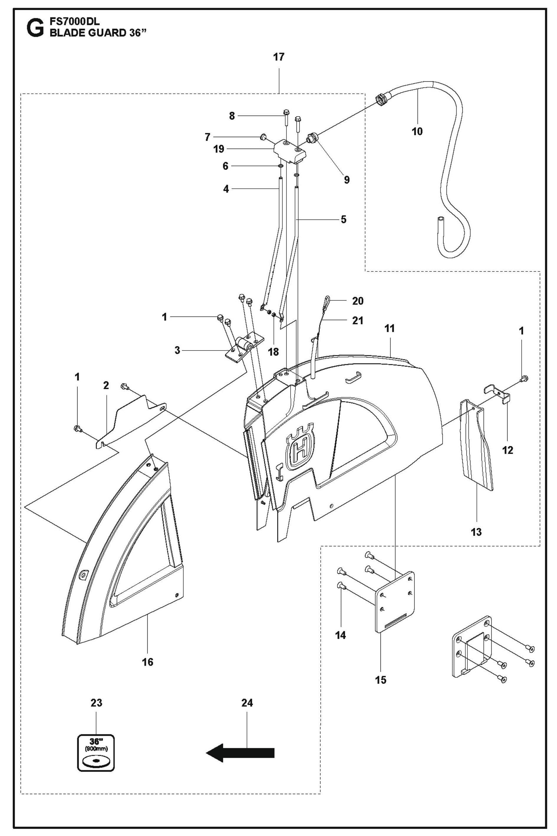 Blade Guard 36 Parts for FS7000 DL By Husqvarna