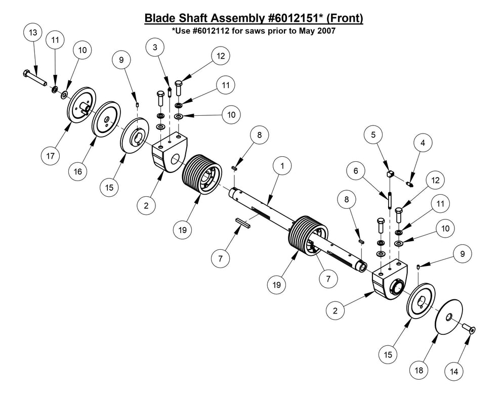CC3700TE Blade Shaft Assembly (Front)