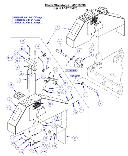 CC6561/CC6561-3/CC6571/CC6571-3 Optional Blade Stacking Assembly Upto 1-1/2&quot; width