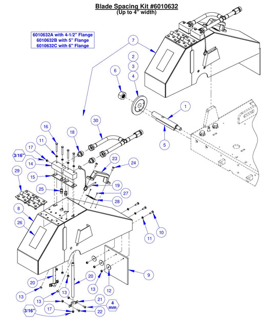 CC6561/CC6561-3/CC6571/CC6571-3 Optional Blade Spacing Assembly (Up to 4&quot; width)