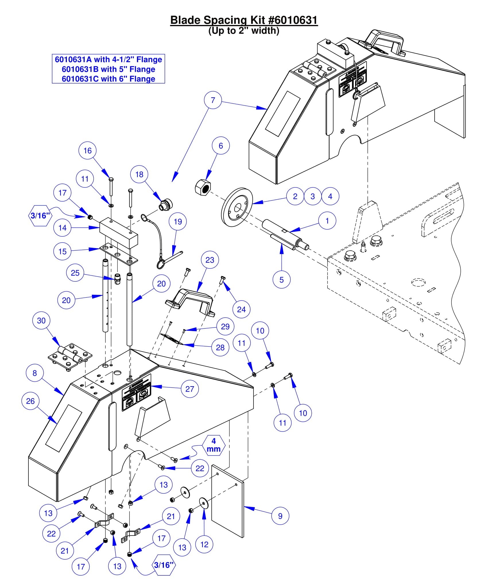 CC6561/CC6561-3/CC6571/CC6571-3 Optional Blade Space Assembly (Up to 2&quot; width)