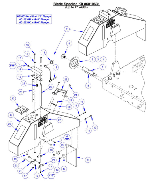 CC6561-3 Blade Spacing Kit (Upto 2&quot; width)